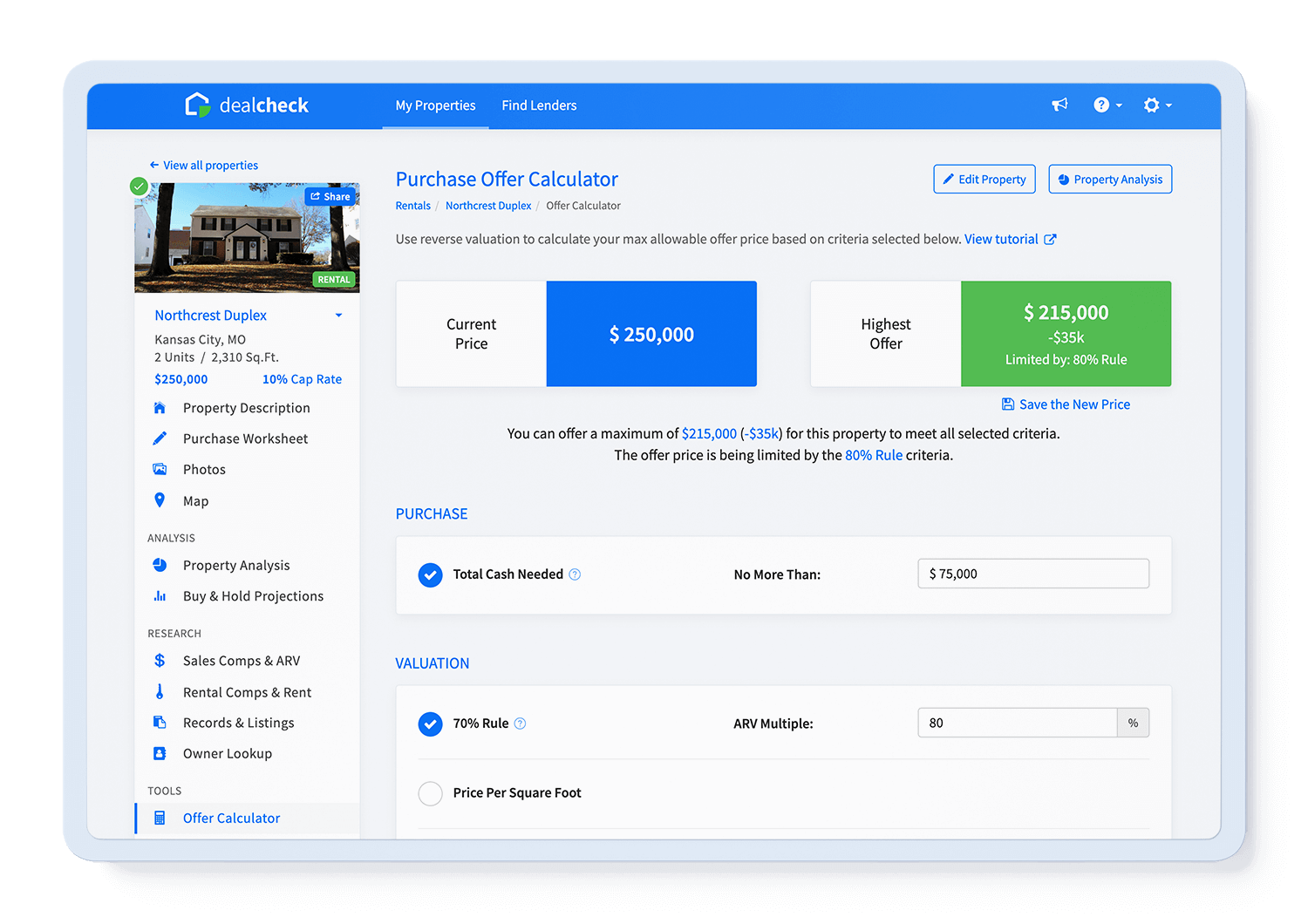 DealCheck Interface